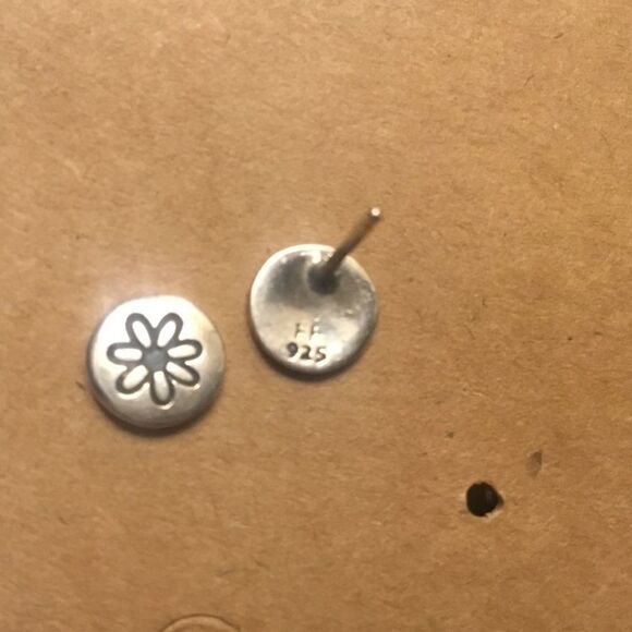 Sterling Silver Daisy Button Earrings - Picture 11 of 12